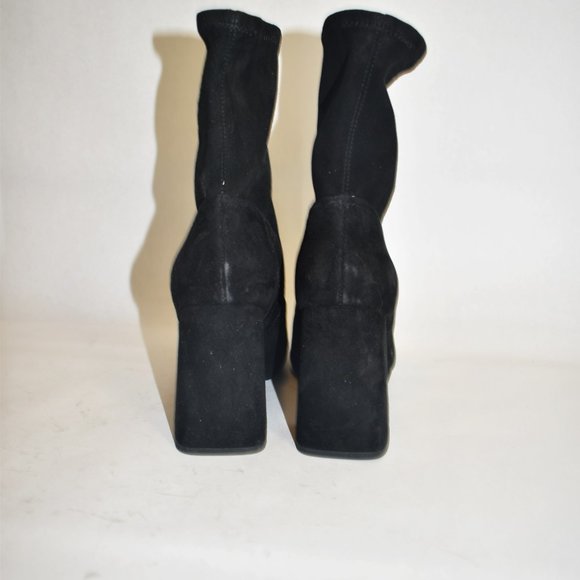 $550 MARC JACOBS ROSS SUEDE BLACK CHUNKY HEEL PLATFORM SOCK BOOTIE 37 (MD12) - Picture 5 of 7